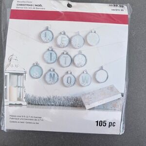 Recollections Christmas Let It Snow Banner Kit DIY 105pc Silver Blue 9ft Holiday